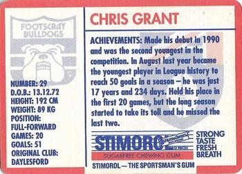 1991 Scanlens Stimorol #71 Chris Grant Back